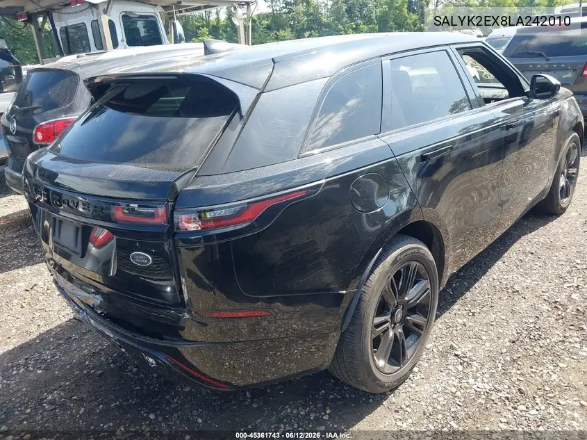 2020 Land Rover Range Rover Velar P250 R-Dynamic S VIN: SALYK2EX8LA242010 Lot: 45361743