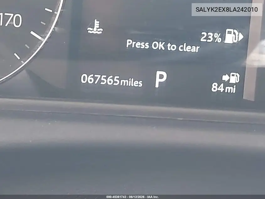 2020 Land Rover Range Rover Velar P250 R-Dynamic S VIN: SALYK2EX8LA242010 Lot: 45361743