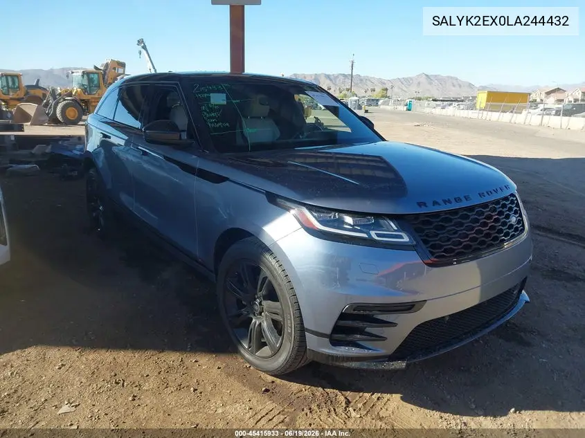 2020 Land Rover Range Rover Velar P250 R-Dynamic S VIN: SALYK2EX0LA244432 Lot: 45415933