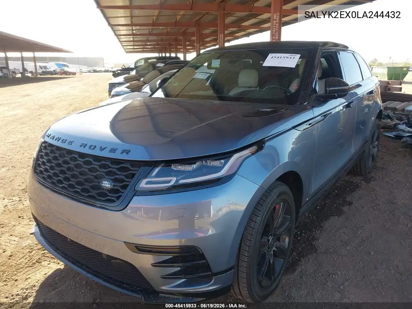 2020 Land Rover Range Rover Velar P250 R-Dynamic S VIN: SALYK2EX0LA244432 Lot: 45415933