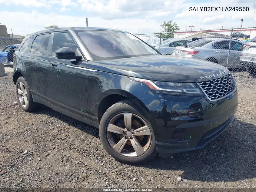 2020 Land Rover Range Rover Velar P250 S VIN: SALYB2EX1LA249560 Lot: 45418748