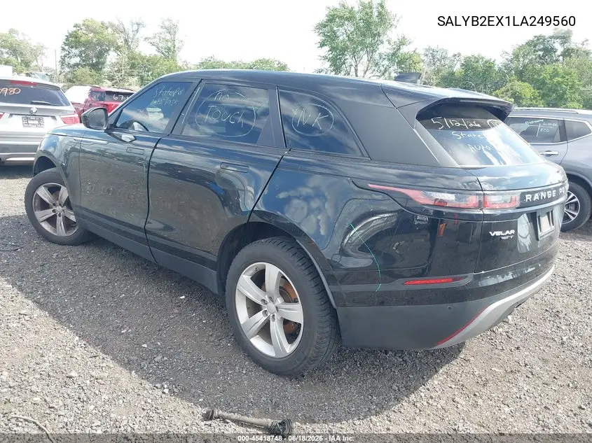 2020 Land Rover Range Rover Velar P250 S VIN: SALYB2EX1LA249560 Lot: 45418748