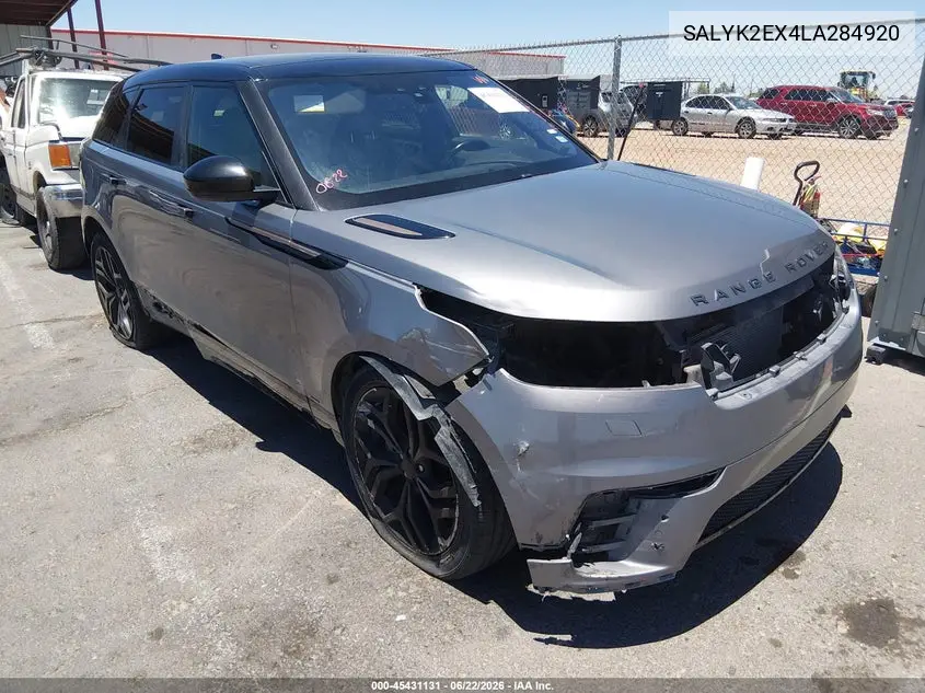 2020 Land Rover Range Rover Velar P250 R-Dynamic S VIN: SALYK2EX4LA284920 Lot: 45431131