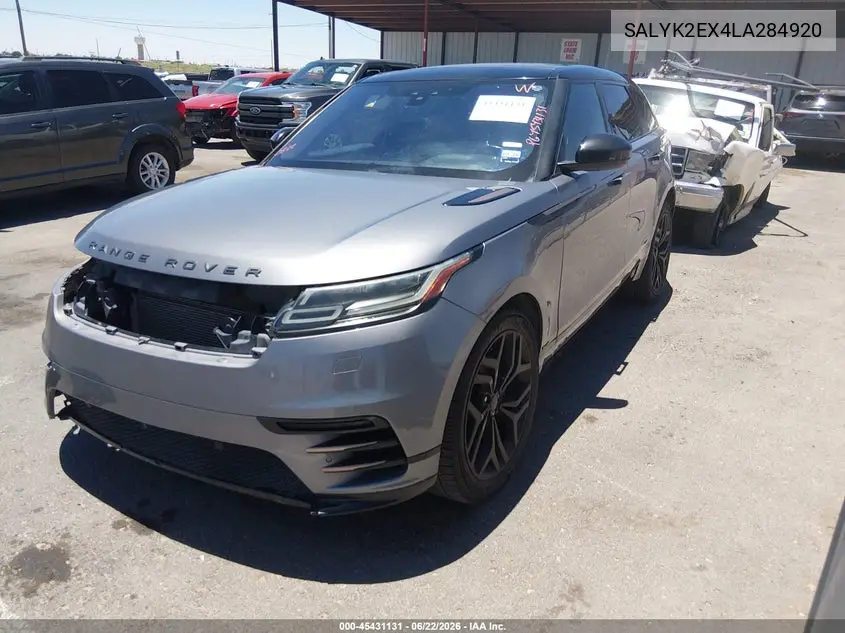 2020 Land Rover Range Rover Velar P250 R-Dynamic S VIN: SALYK2EX4LA284920 Lot: 45431131