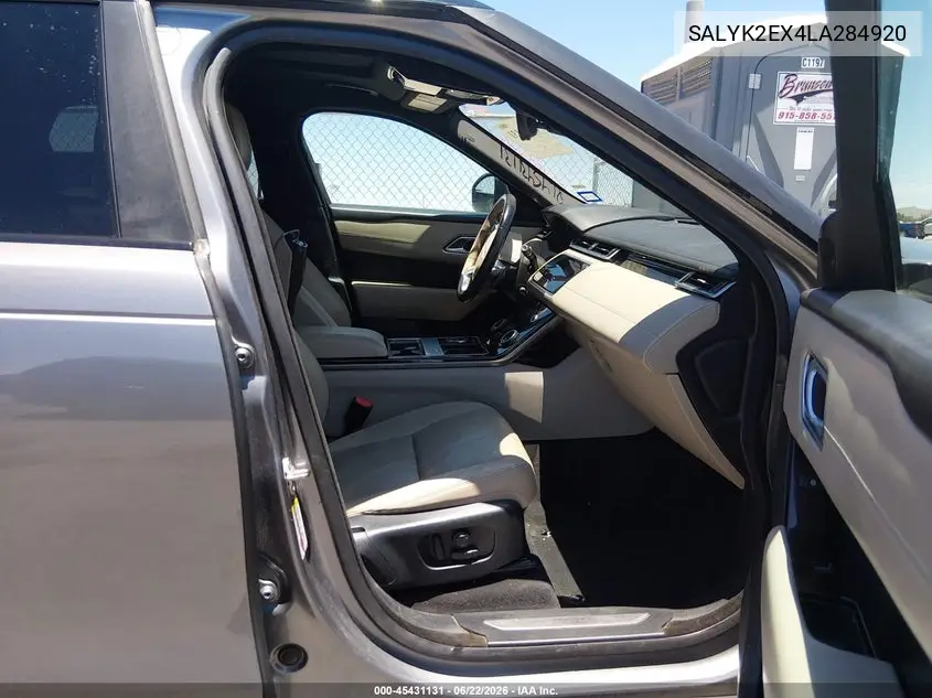 2020 Land Rover Range Rover Velar P250 R-Dynamic S VIN: SALYK2EX4LA284920 Lot: 45431131