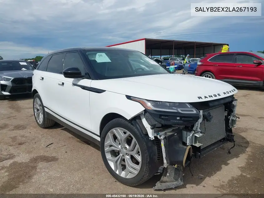 2020 Land Rover Range Rover Velar P250 S VIN: SALYB2EX2LA267193 Lot: 45432168