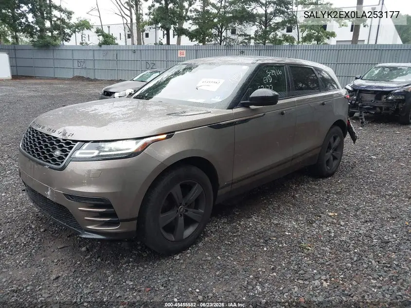 2020 Land Rover Range Rover Velar P250 R-Dynamic S VIN: SALYK2EX0LA253177 Lot: 45455582
