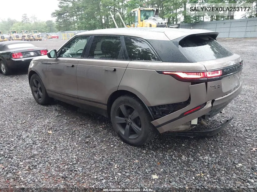 2020 Land Rover Range Rover Velar P250 R-Dynamic S VIN: SALYK2EX0LA253177 Lot: 45455582