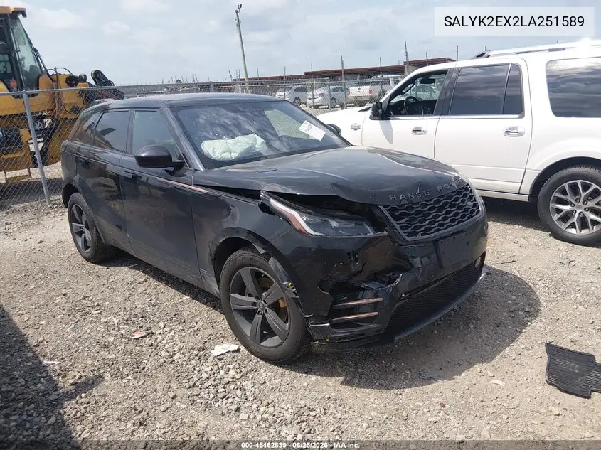 2020 Land Rover Range Rover Velar P250 R-Dynamic S VIN: SALYK2EX2LA251589 Lot: 45462839