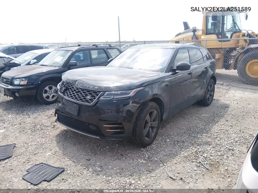 2020 Land Rover Range Rover Velar P250 R-Dynamic S VIN: SALYK2EX2LA251589 Lot: 45462839