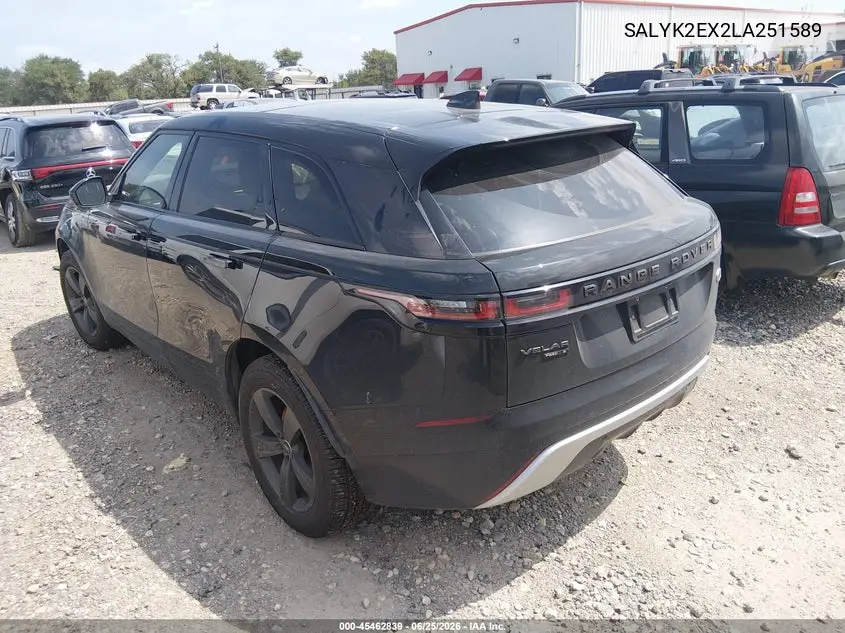 2020 Land Rover Range Rover Velar P250 R-Dynamic S VIN: SALYK2EX2LA251589 Lot: 45462839