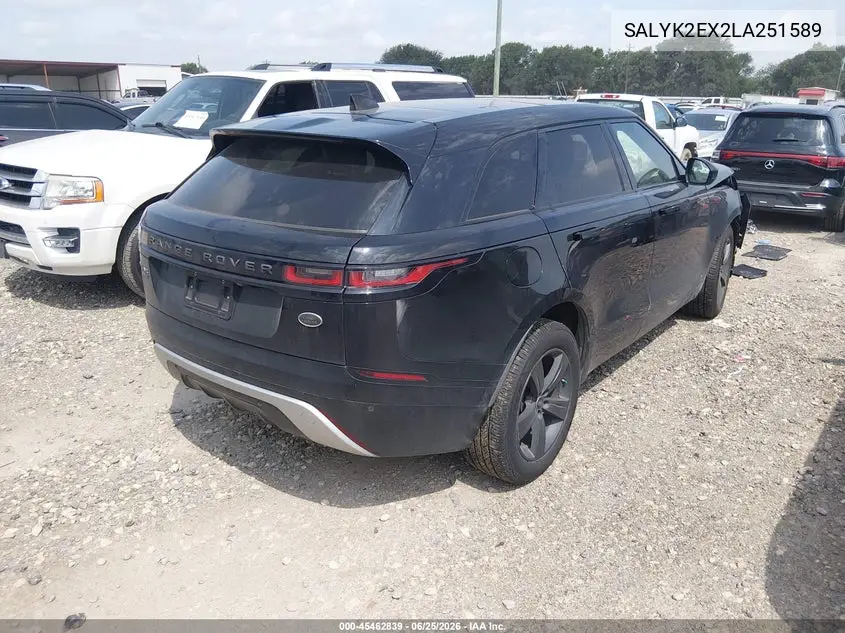 2020 Land Rover Range Rover Velar P250 R-Dynamic S VIN: SALYK2EX2LA251589 Lot: 45462839