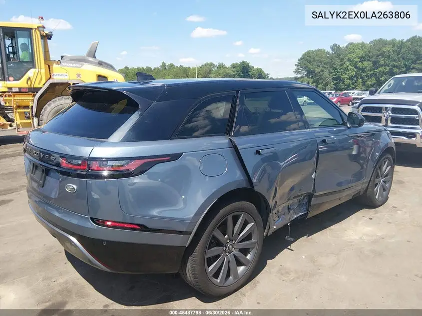 2020 Land Rover Range Rover Velar P250 R-Dynamic S VIN: SALYK2EX0LA263806 Lot: 45487798