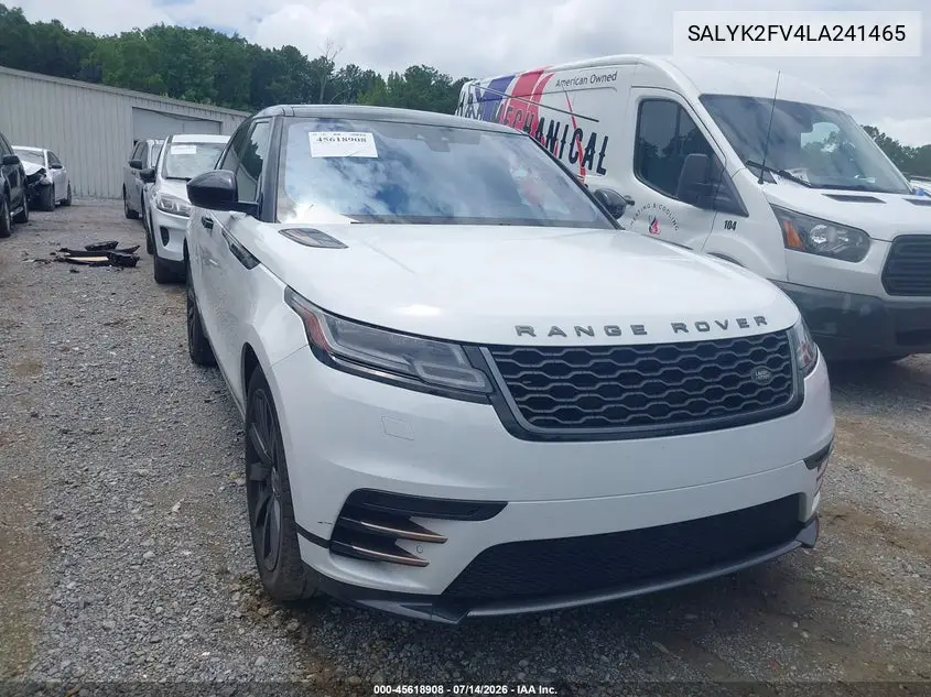 2020 Land Rover Range Rover Velar P340 R-Dynamic S VIN: SALYK2FV4LA241465 Lot: 45618908