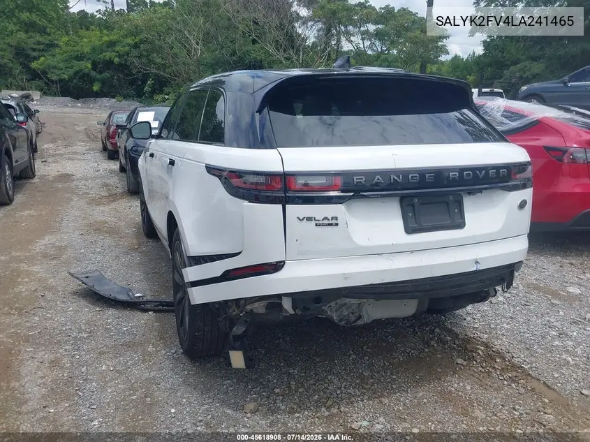 2020 Land Rover Range Rover Velar P340 R-Dynamic S VIN: SALYK2FV4LA241465 Lot: 45618908