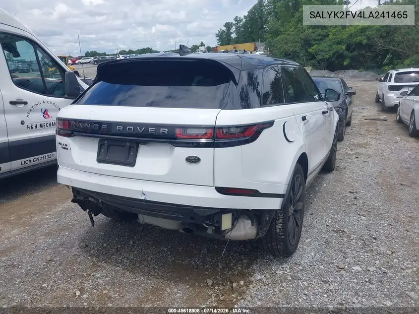 2020 Land Rover Range Rover Velar P340 R-Dynamic S VIN: SALYK2FV4LA241465 Lot: 45618908