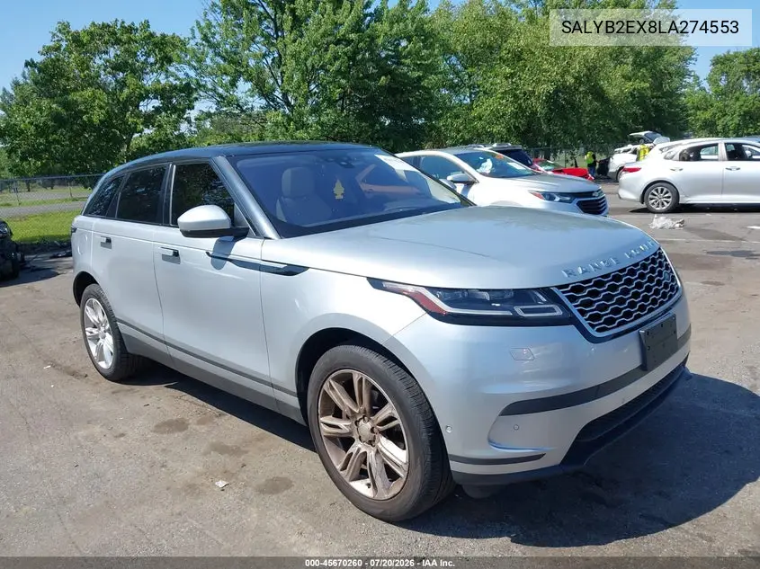 2020 Land Rover Range Rover Velar P250 S VIN: SALYB2EX8LA274553 Lot: 45670260