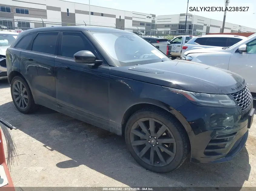 2020 Land Rover Range Rover Velar P250 R-Dynamic S VIN: SALYK2EX3LA238527 Lot: 45682342