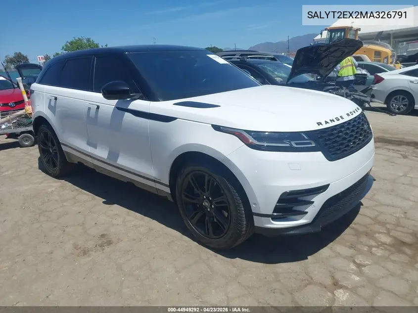 2021 Land Rover Range Rover Velar P250 R-Dynamic S VIN: SALYT2EX2MA326791 Lot: 44949292