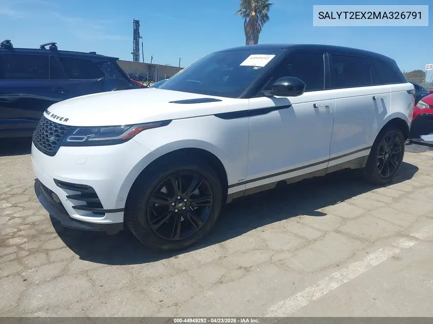 2021 Land Rover Range Rover Velar P250 R-Dynamic S VIN: SALYT2EX2MA326791 Lot: 44949292