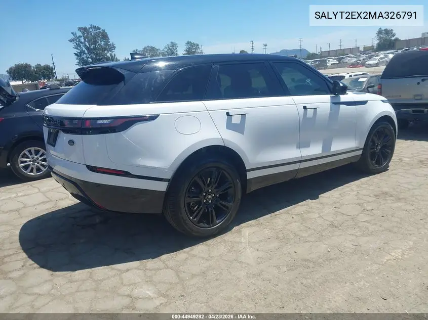 2021 Land Rover Range Rover Velar P250 R-Dynamic S VIN: SALYT2EX2MA326791 Lot: 44949292