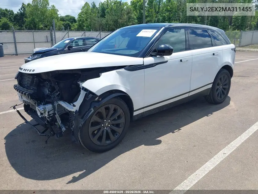 2021 Land Rover Range Rover Velar P250 S VIN: SALYJ2EX2MA311455 Lot: 45081429