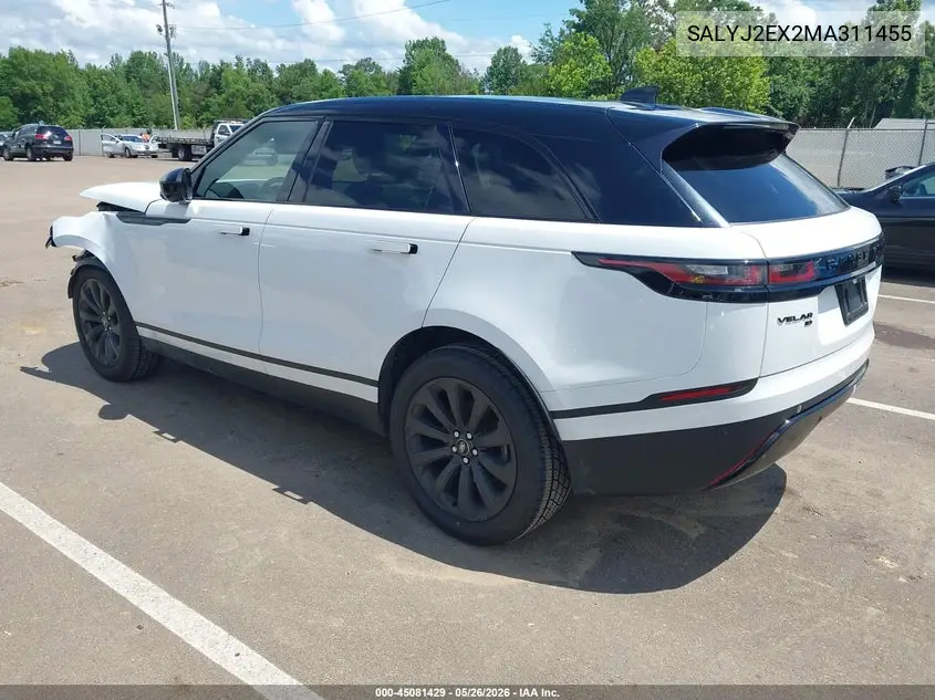 2021 Land Rover Range Rover Velar P250 S VIN: SALYJ2EX2MA311455 Lot: 45081429