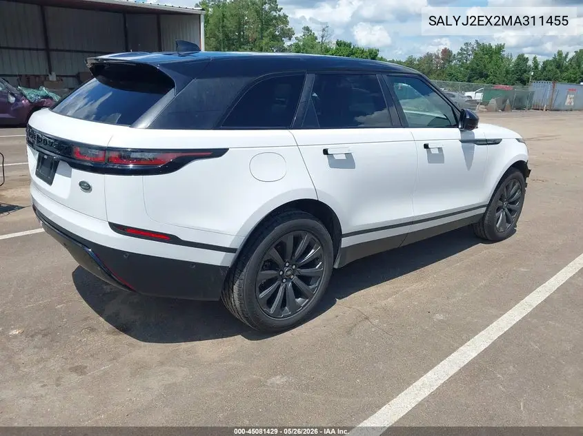 2021 Land Rover Range Rover Velar P250 S VIN: SALYJ2EX2MA311455 Lot: 45081429