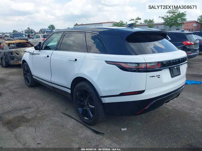 2021 Land Rover Range Rover Velar P250 R-Dynamic S VIN: SALYT2EX1MA308671 Lot: 45288139