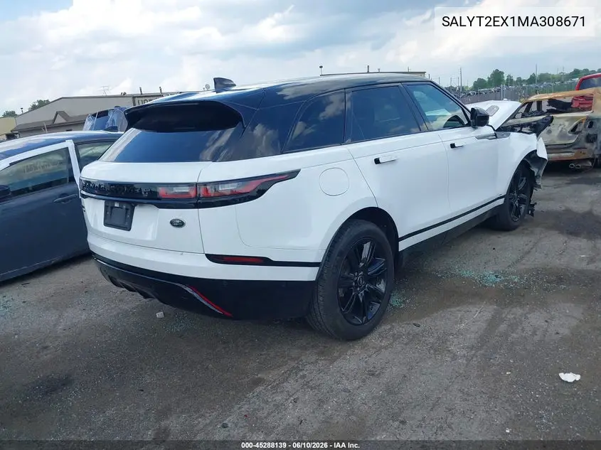 2021 Land Rover Range Rover Velar P250 R-Dynamic S VIN: SALYT2EX1MA308671 Lot: 45288139