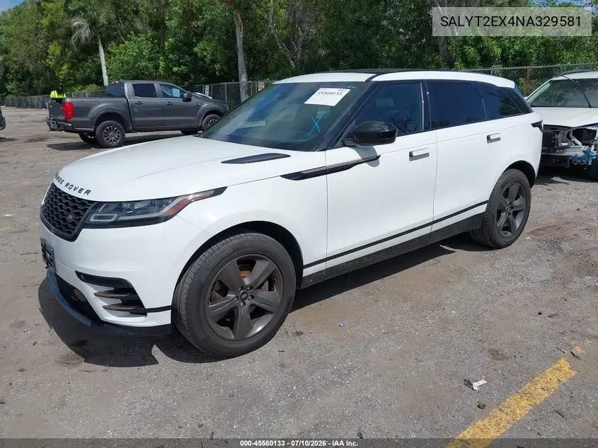 2022 Land Rover Range Rover Velar P250 R-Dynamic S VIN: SALYT2EX4NA329581 Lot: 45560133