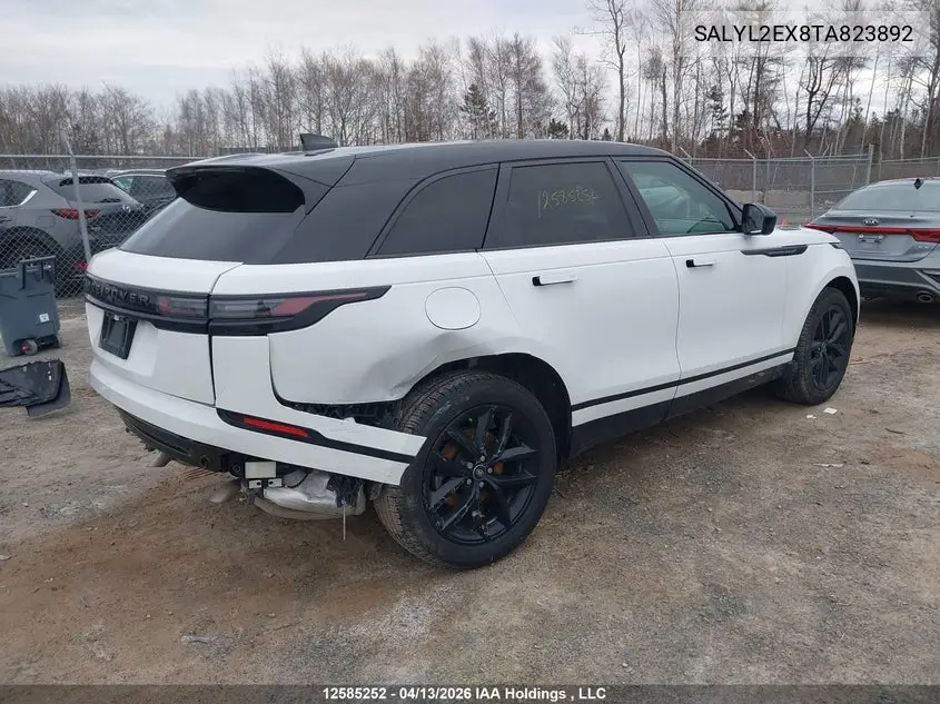 2026 Land Rover Range Rover Velar Dynamic Se P250 Gas VIN: SALYL2EX8TA823892 Lot: 12585252