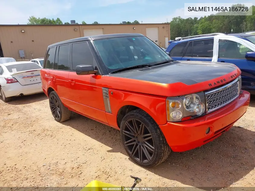 2005 Land Rover Range Rover Hse VIN: SALME11465A186728 Lot: 45393361