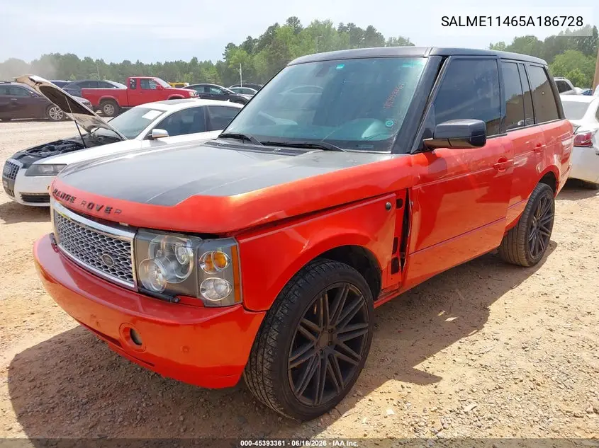2005 Land Rover Range Rover Hse VIN: SALME11465A186728 Lot: 45393361