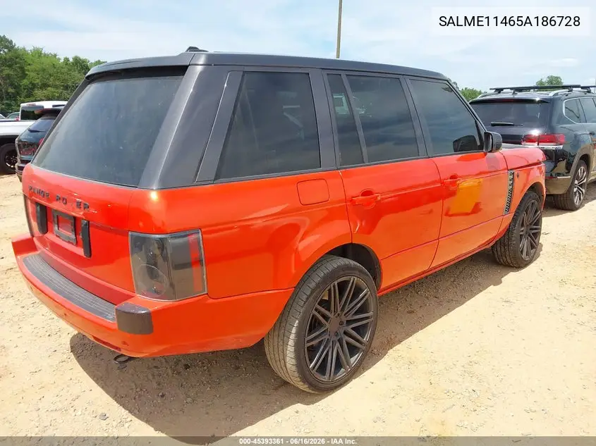 2005 Land Rover Range Rover Hse VIN: SALME11465A186728 Lot: 45393361
