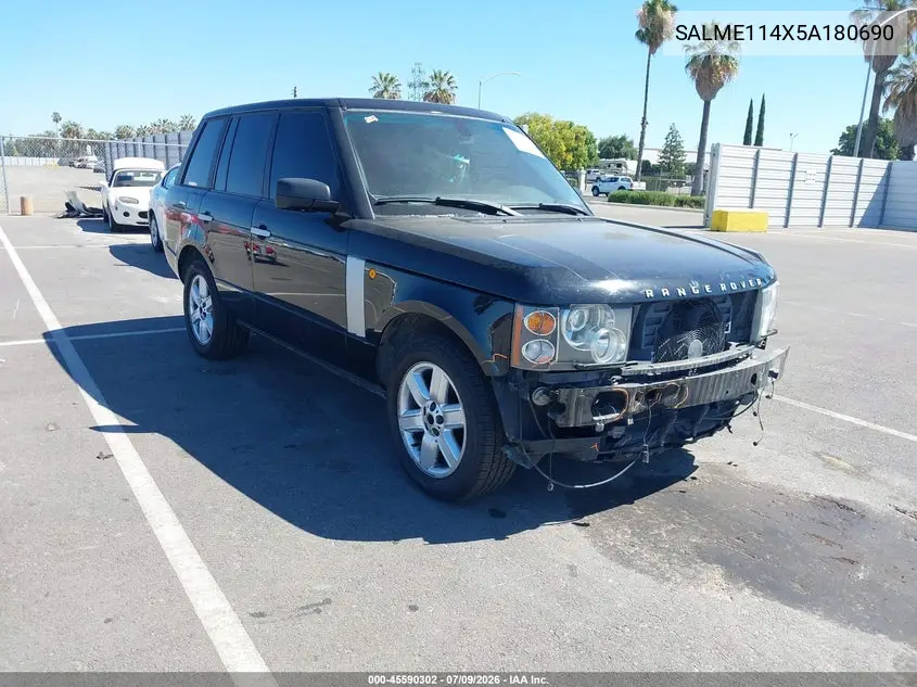 2005 Land Rover Range Rover Hse VIN: SALME114X5A180690 Lot: 45590302