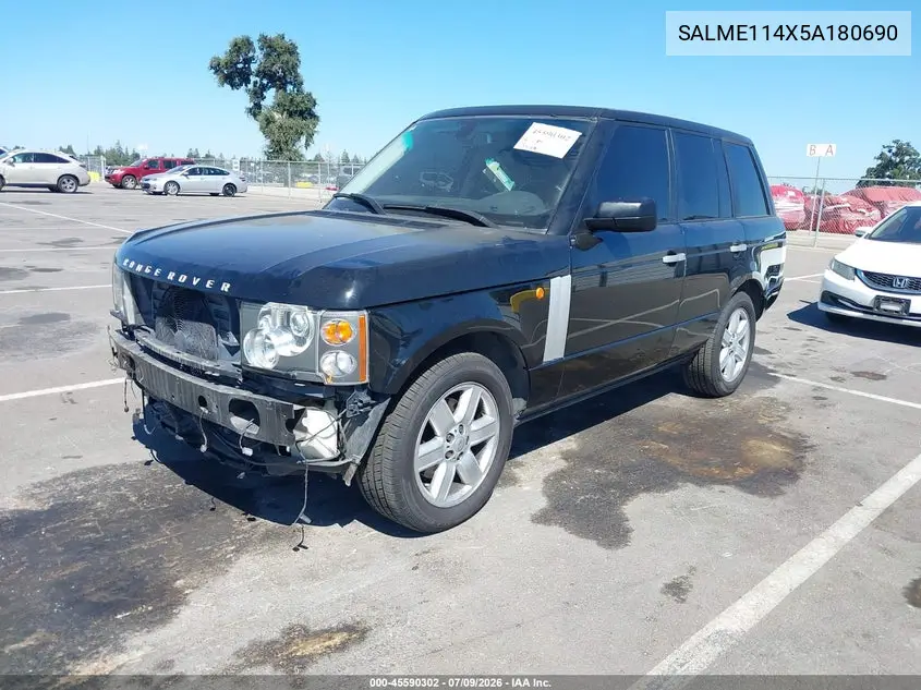 2005 Land Rover Range Rover Hse VIN: SALME114X5A180690 Lot: 45590302