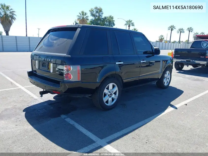 2005 Land Rover Range Rover Hse VIN: SALME114X5A180690 Lot: 45590302