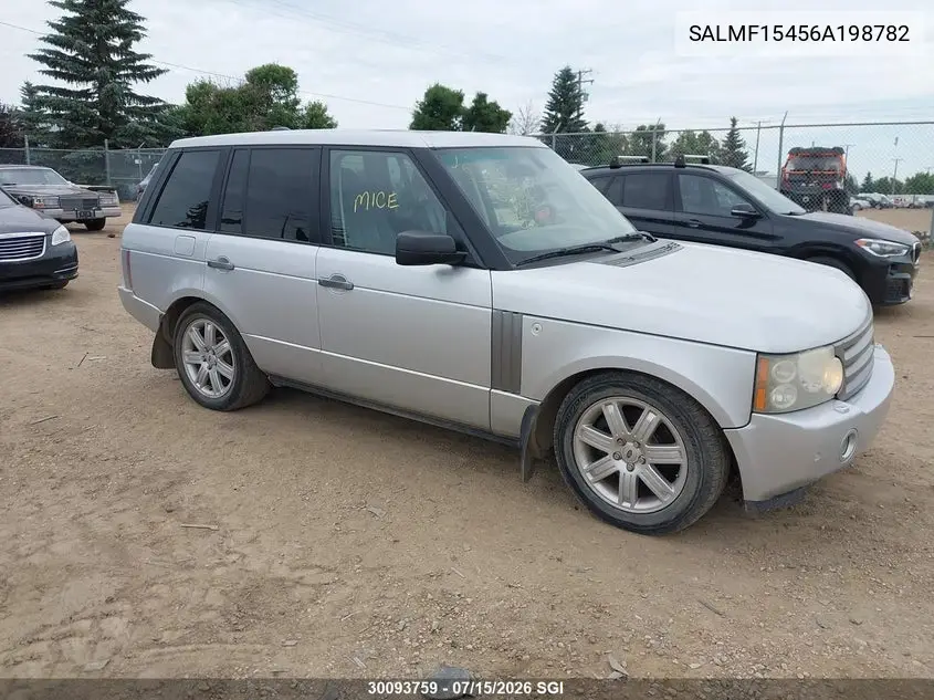2006 Land Rover Range Rover Hse VIN: SALMF15456A198782 Lot: 30093759