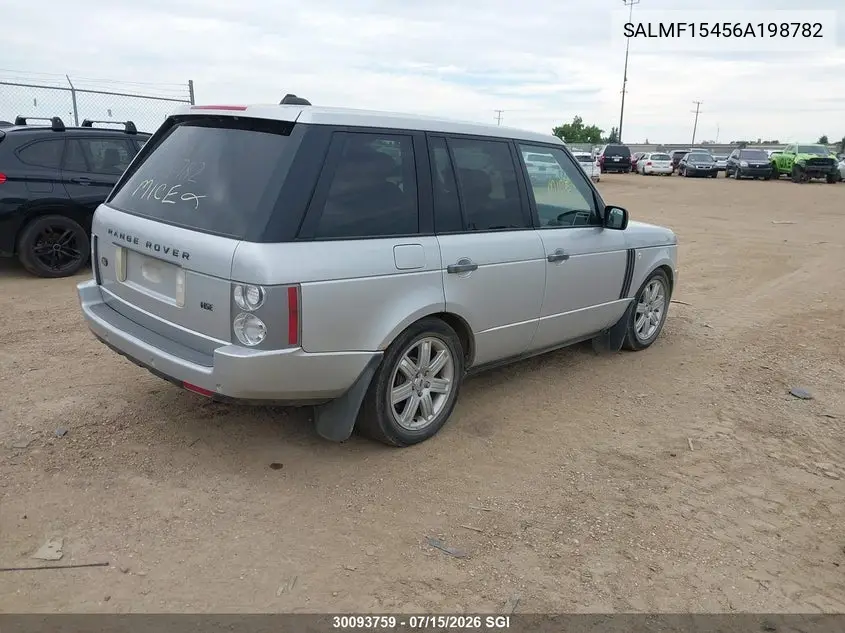 2006 Land Rover Range Rover Hse VIN: SALMF15456A198782 Lot: 30093759