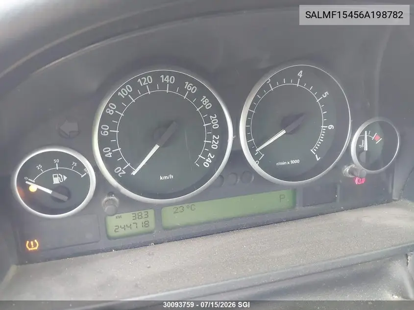 2006 Land Rover Range Rover Hse VIN: SALMF15456A198782 Lot: 30093759