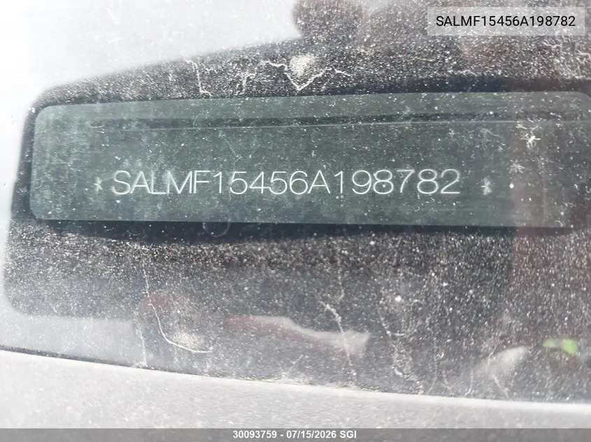 2006 Land Rover Range Rover Hse VIN: SALMF15456A198782 Lot: 30093759