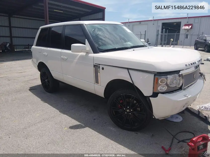 2006 Land Rover Range Rover Hse VIN: SALMF15486A229846 Lot: 45540028