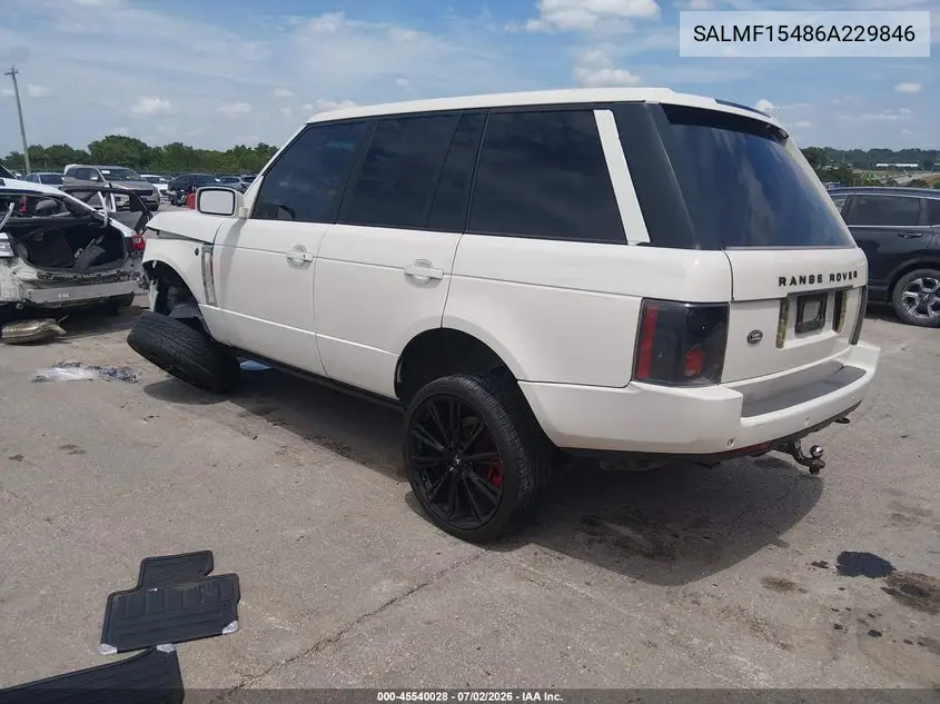 2006 Land Rover Range Rover Hse VIN: SALMF15486A229846 Lot: 45540028