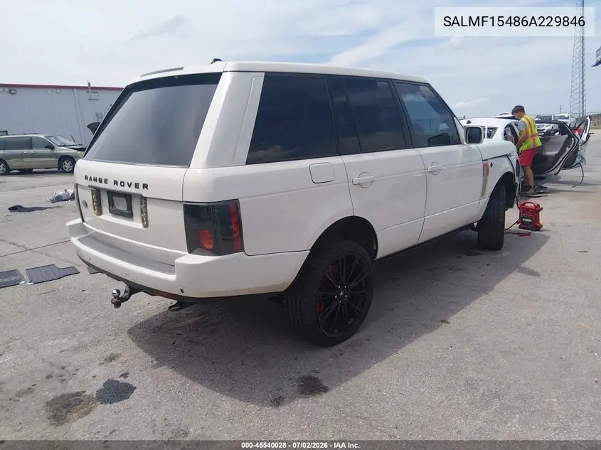 2006 Land Rover Range Rover Hse VIN: SALMF15486A229846 Lot: 45540028
