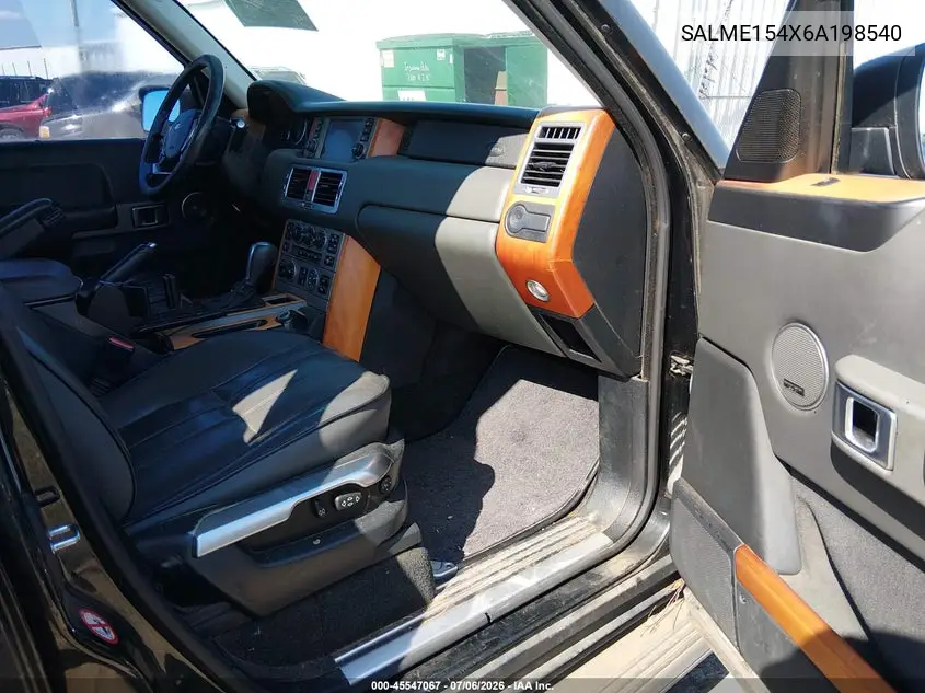 2006 Land Rover Range Rover Hse VIN: SALME154X6A198540 Lot: 45547067