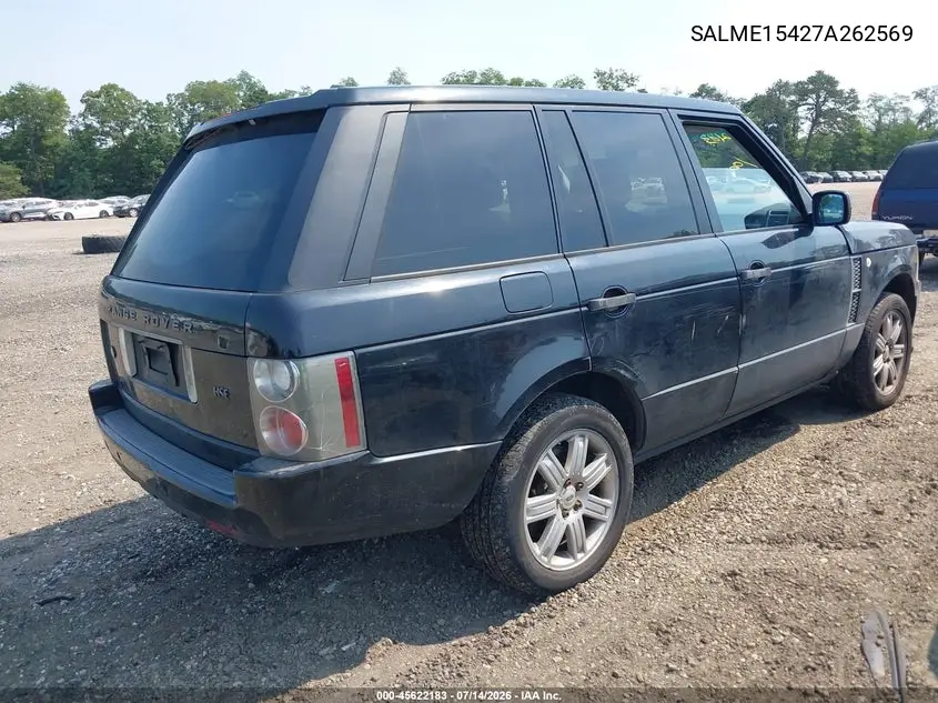 2007 Land Rover Range Rover Hse VIN: SALME15427A262569 Lot: 45622183