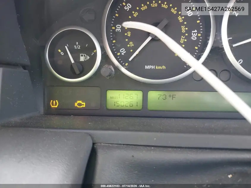2007 Land Rover Range Rover Hse VIN: SALME15427A262569 Lot: 45622183