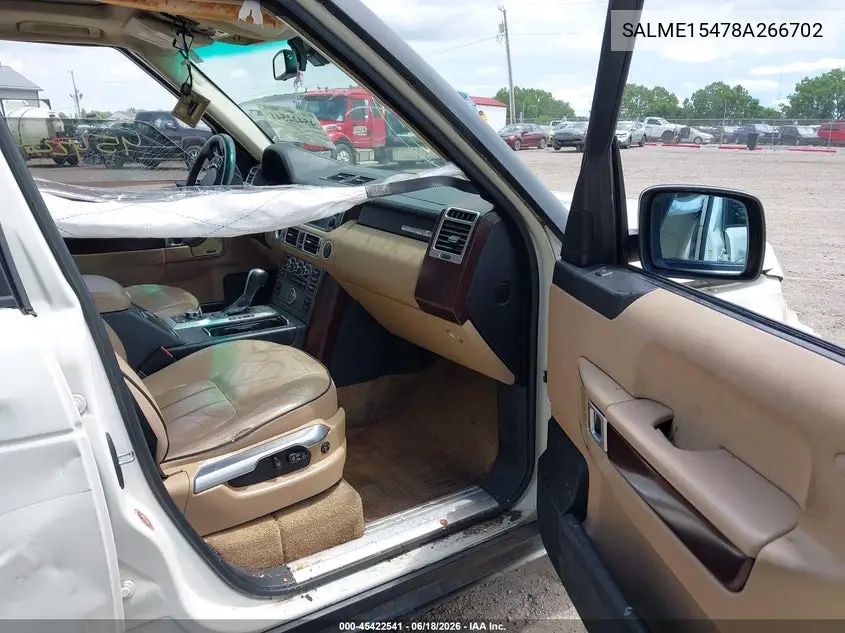 2008 Land Rover Range Rover Hse VIN: SALME15478A266702 Lot: 45422541