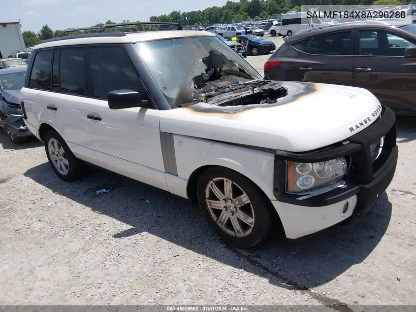 2008 Land Rover Range Rover Hse VIN: SALMF154X8A290280 Lot: 45528662